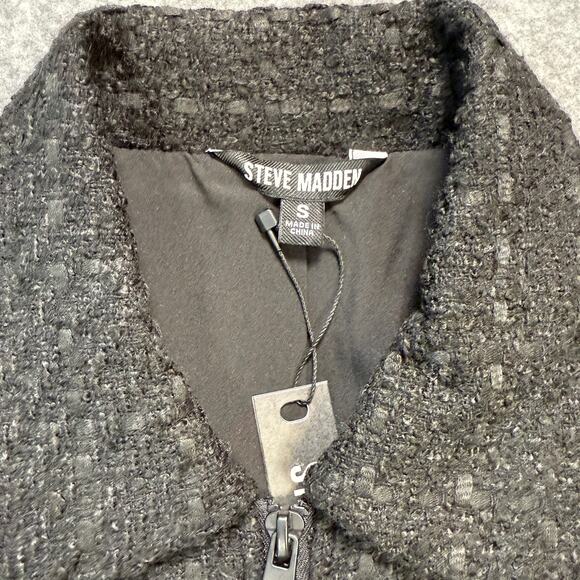 Women's Steve Madden Tweed Black Quarter Zip Short Sleeve Dress Size S NEW - Picture 6 of 10